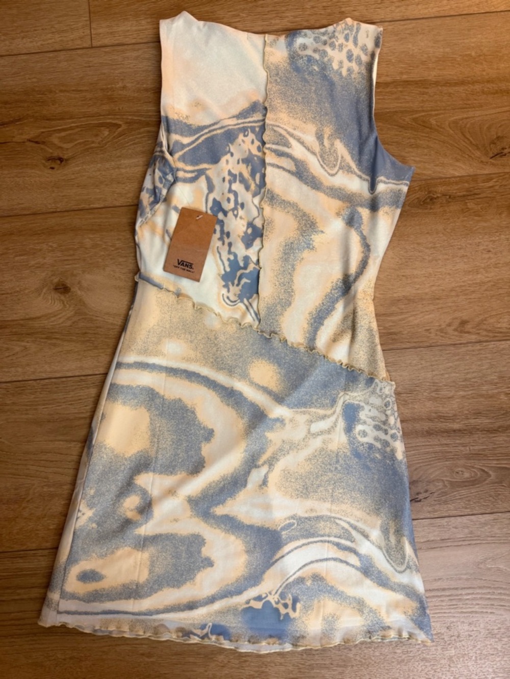 Vans Cream and Blue Marbleprint Mini Dress